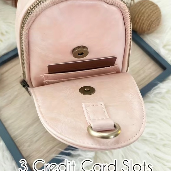 Pink Sling Crossbody Vegan Leather Bag - Picture 4 of 4